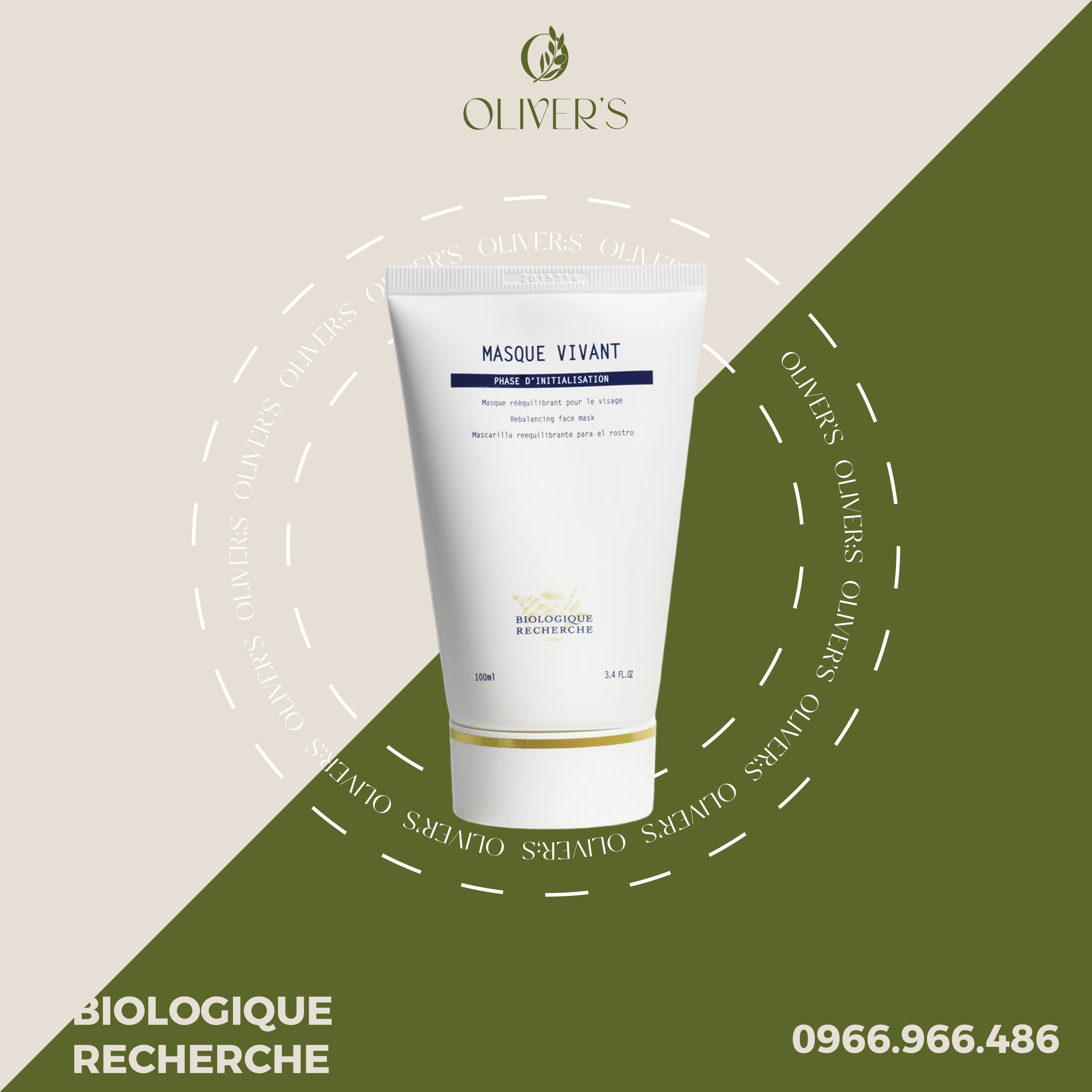 Biologique Recherche Masque Vivant Mặt nạ điều tiết dầu thanh lọc và làm sáng da