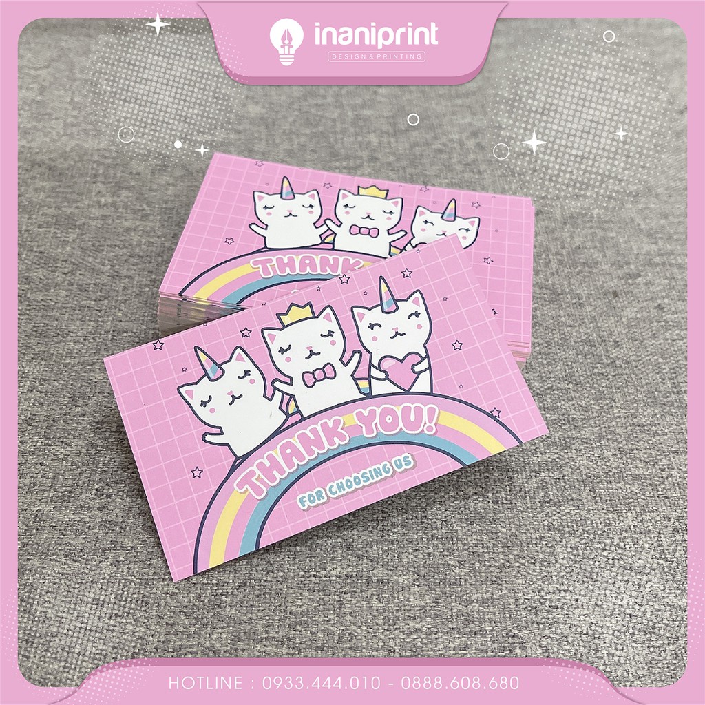 Phiếu cảm ơn, Card cảm ơn 3 con mèo, Card thank you siêu dễ thương
