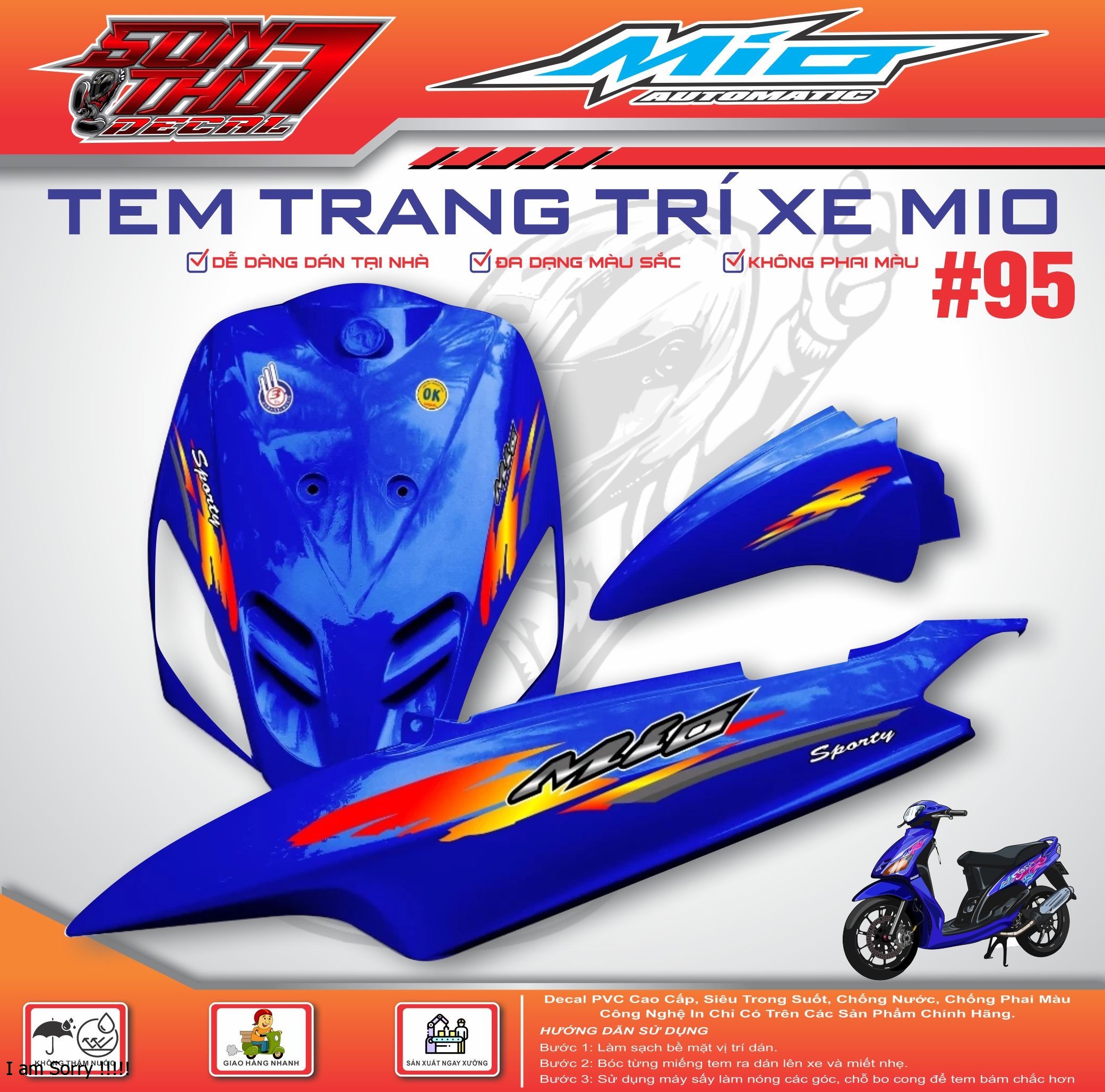 Yamaha Mio Sport Motorcycle Sticker # 95 (High Quality Material - Sharp Color - Does Not Fade) Giá 88,000 Đồng*Miễn phí vận chuyển