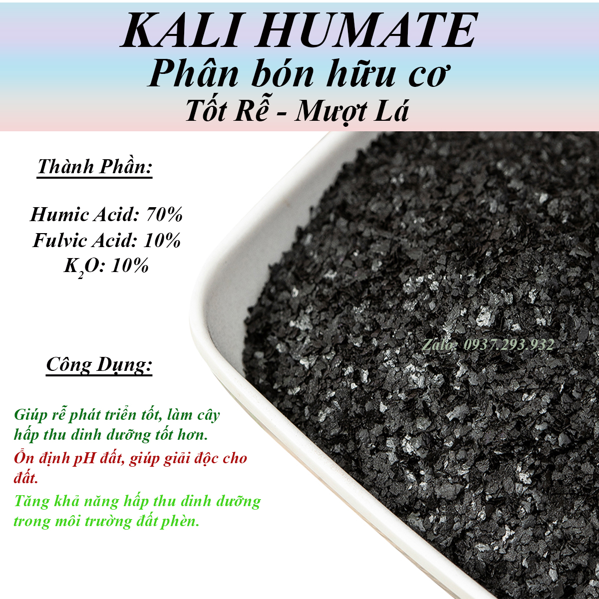 Phân bón hữu cơ - kali humate - kích rễ cải tạo đất
