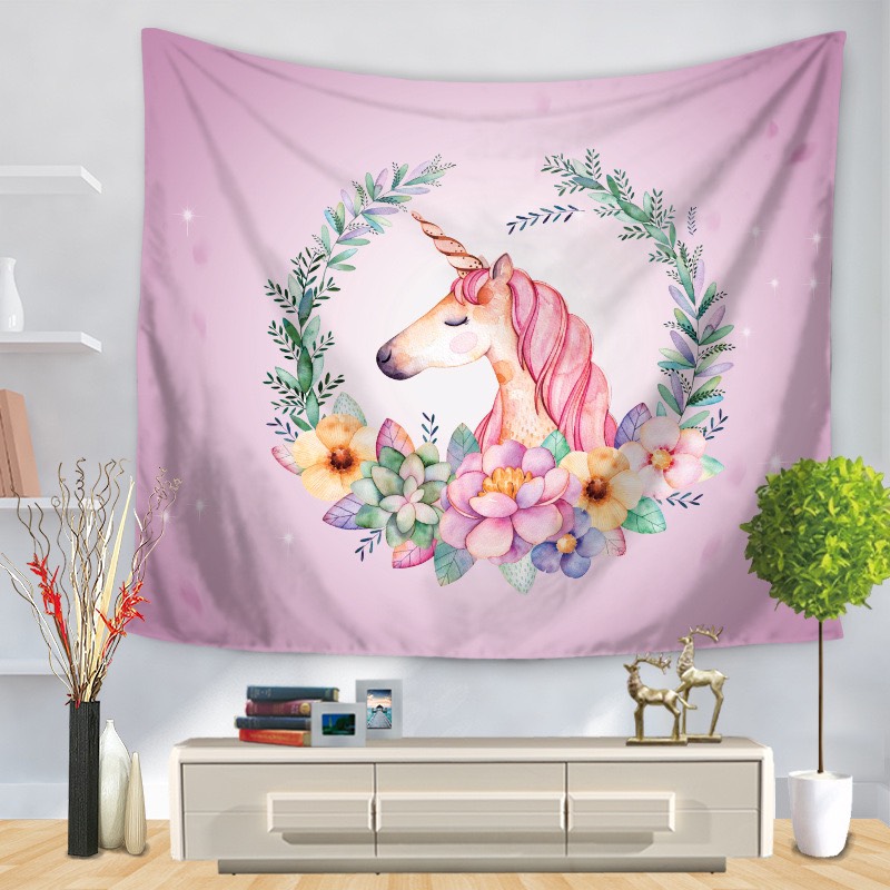 [HCM][TẶNG KÈM MÓC TREO ] Tranh treo tường - Thảm decor hình ngựa hồng đáng yêu trang trí phòng siêu dễ thương cho bé