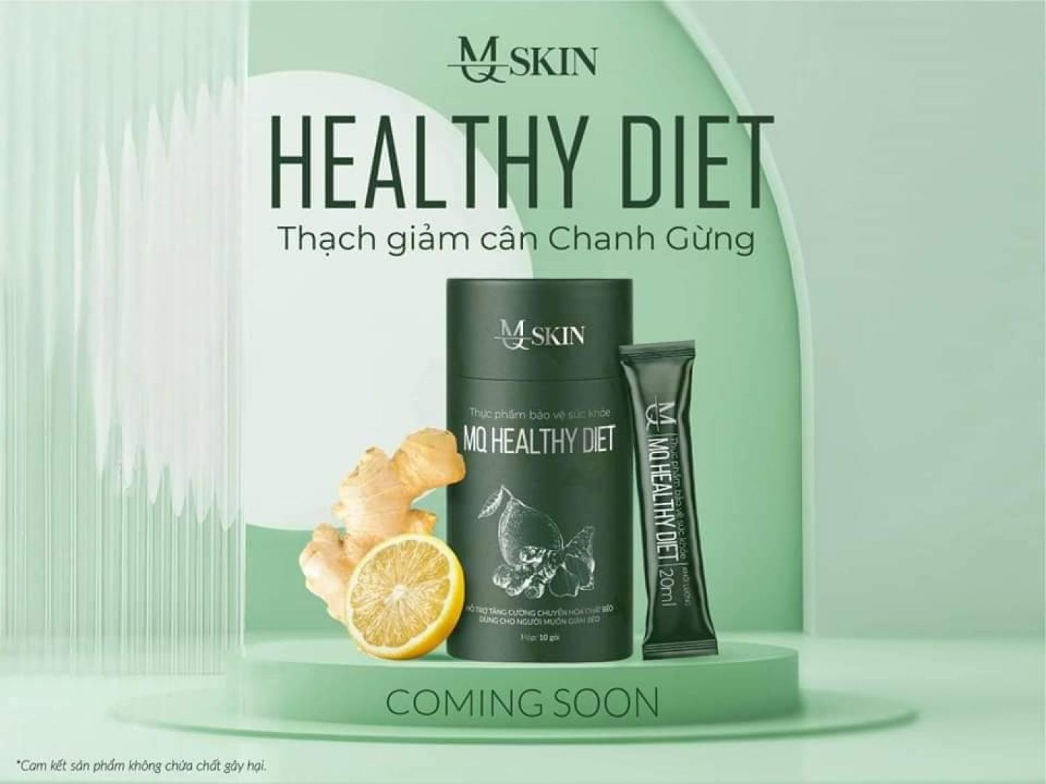 Thạch giảm cân mq skin chanh gừng mq healthy diet tặng 2 viên detox diet chew loại bỏ mỡ thừa nhanh chóng hiệu quả 1 hộp 10 gói