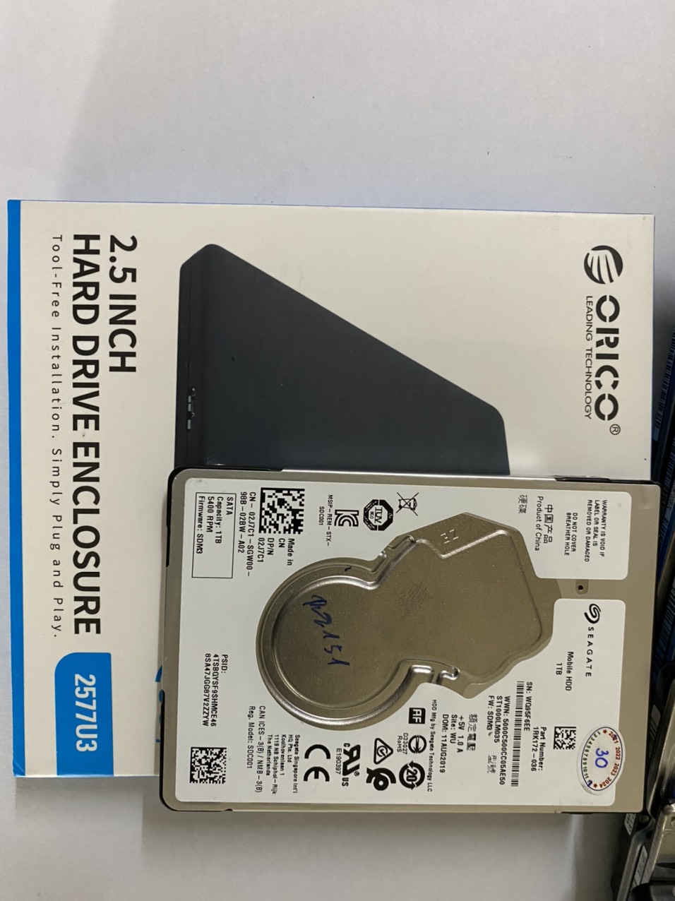Ổ hdd 2.5'' laptop bóc máy 1000gb 1t & box orrico 2577u3 đã test ok bh1t