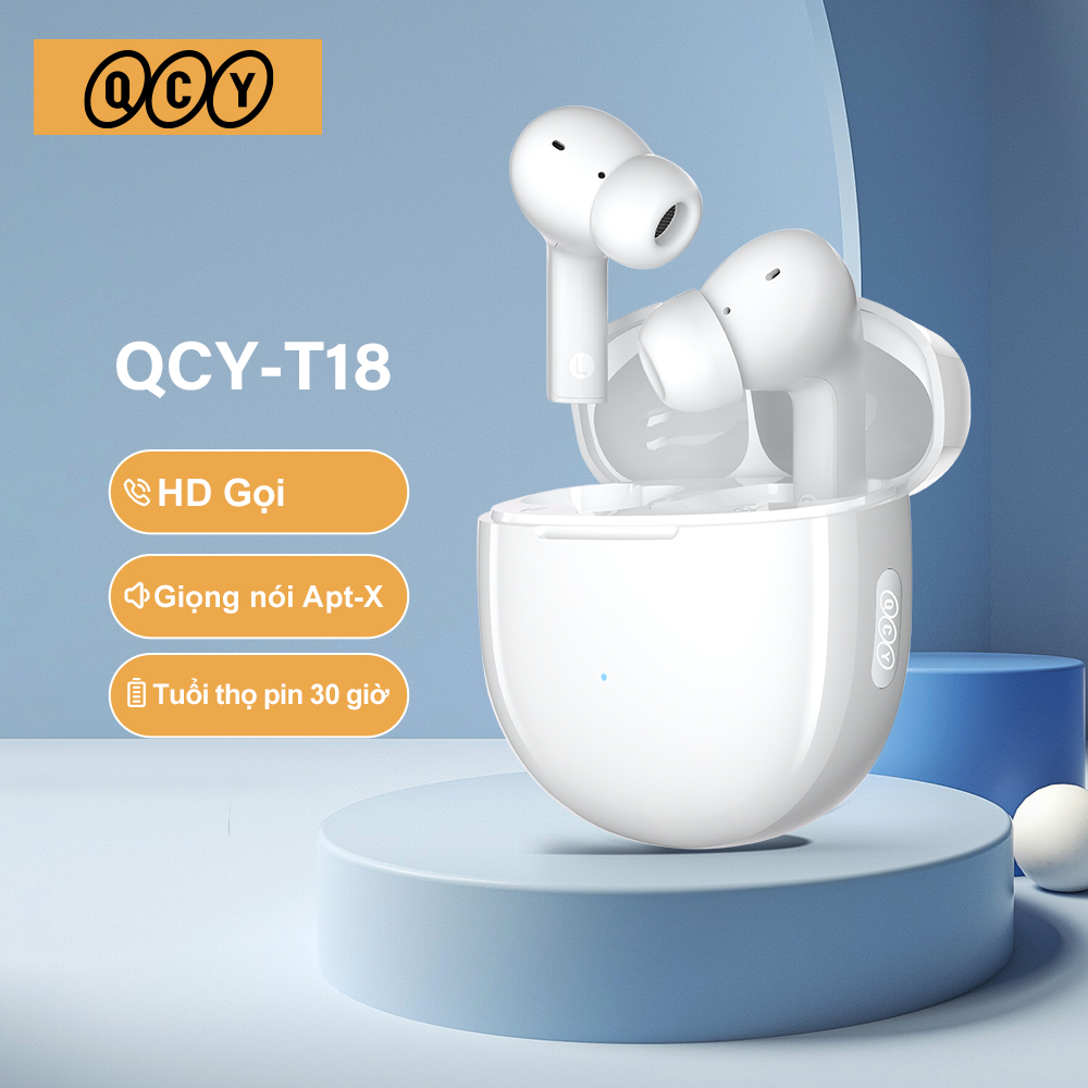 QCY T18 Wireless Earphones Bluetooth V5.2 Earbuds QCC3050 aptX Voice 32kHz