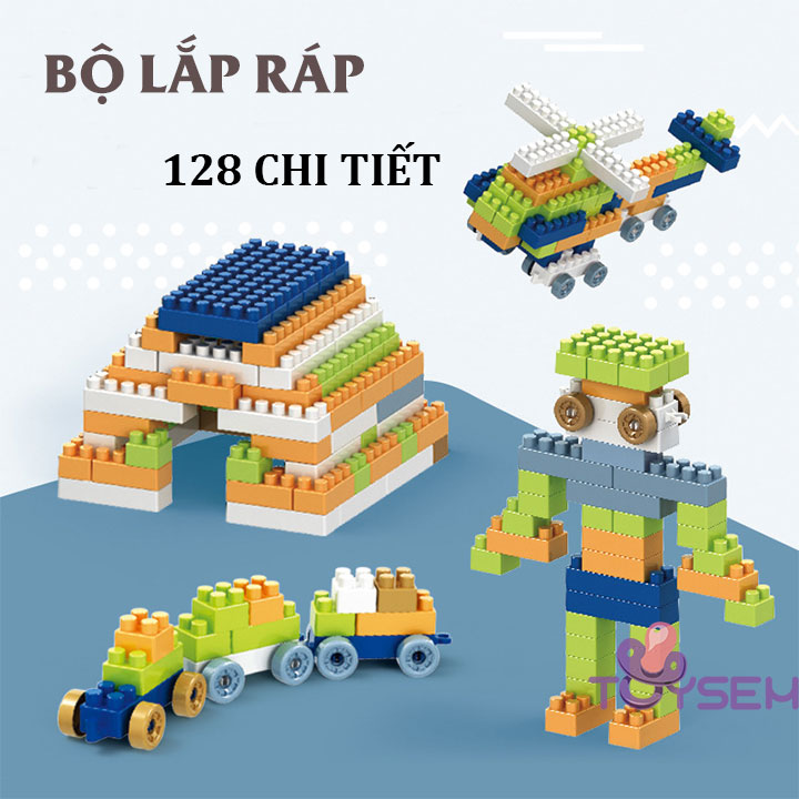 Đồ chơi xếp hình lego cao cấp 128 chi tiết - Đồ chơi lắp ráp robot -  Đồ chơi cho bé từ 3 tuổi phát triển tư duy , trí não , khả năng ghi nhớ - Quà tặng sinh nhật cho bé trai, bé gái cute