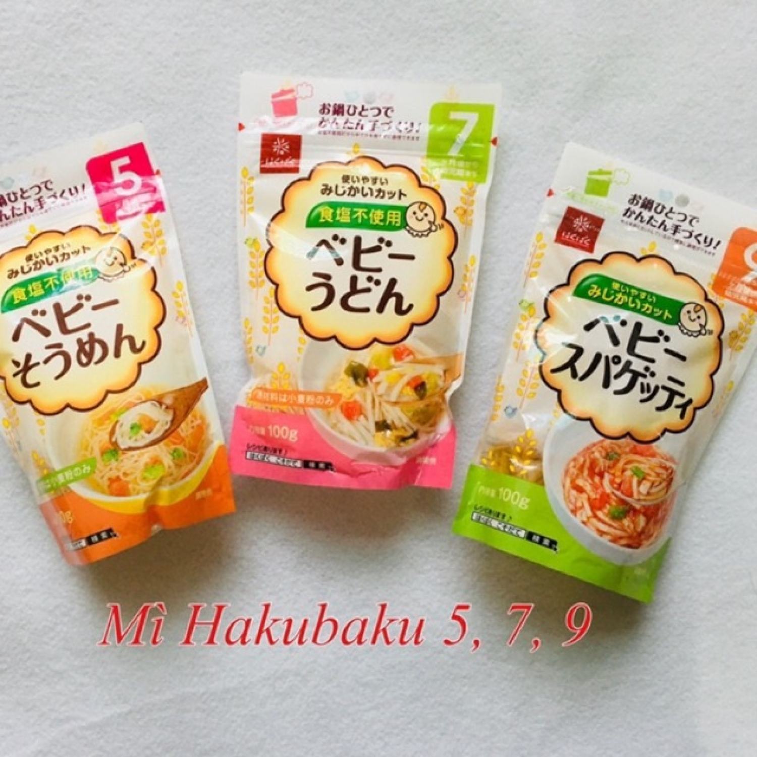 Mì somen/ udon/ spaghetti Hakubaku tách muối cho bé từ 5,7,9 tháng