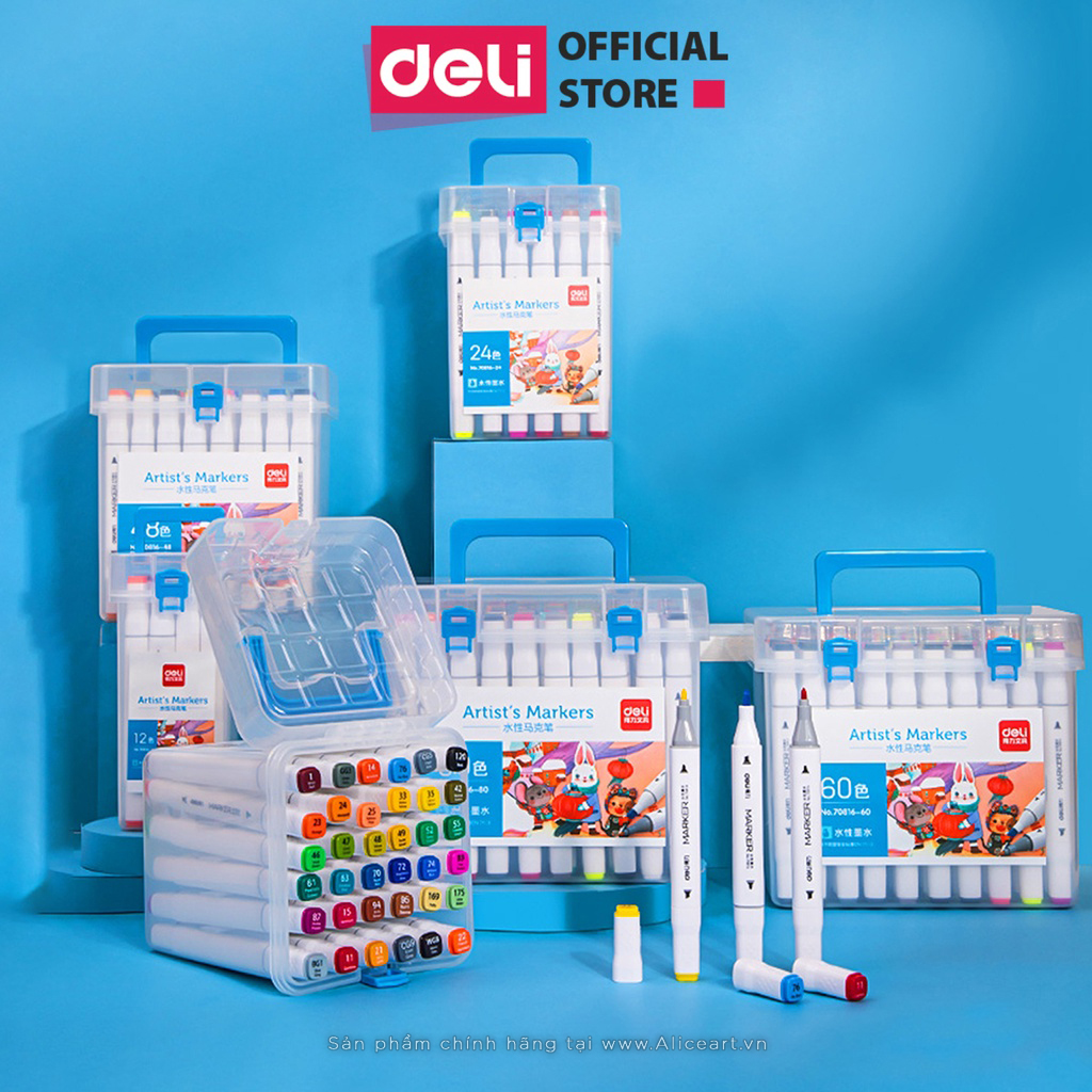 Bút Lông Màu Marker DELI Chuyên Nghiệp Hộp Nhựa An Toàn Cho Bé