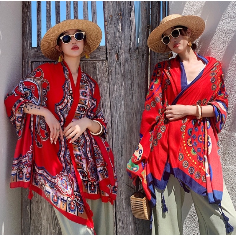 Khăn choàng BOHO đa năng hoạ tiết thổ cẩm chất đẹp mềm mịn
