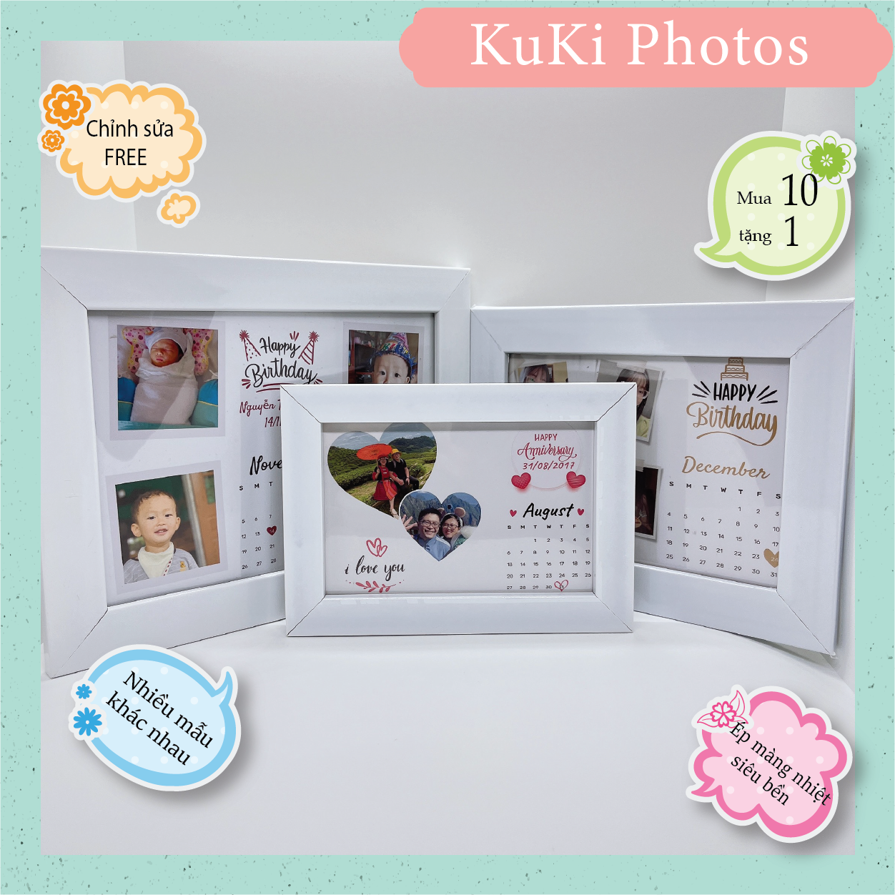 Khung ảnh kèm ảnh để bàn 10x15, 13x18, 15x21 mặt mika giá rẻ - khung hình để bàn kèm chân đế