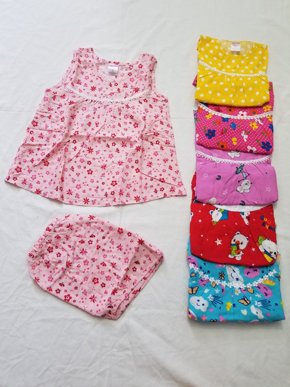 [HCM]( được lựa mẫu) Đồ bộ vải tole lanh bé gái có 10 size từ 10 đến 30kg  Đồ nhà may giặt máy được hàng Việt Nam