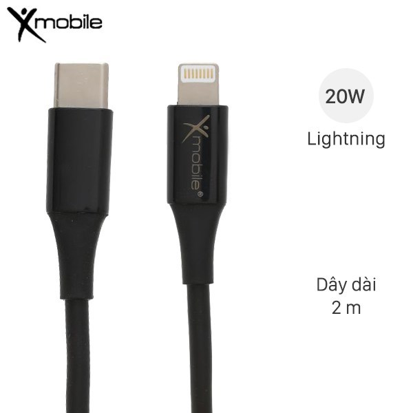 Cáp type c - lightning 2m xmobile cl-pd01-2000 đen