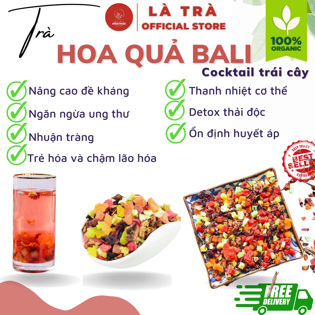 500gr Trà hoa quả Bali cocktail Bali thiên nhiên LÀ TRÀ freeship giàu vitamin đẹp da chống lão hóa ngủ ngon thanh nhiệt giải độc
