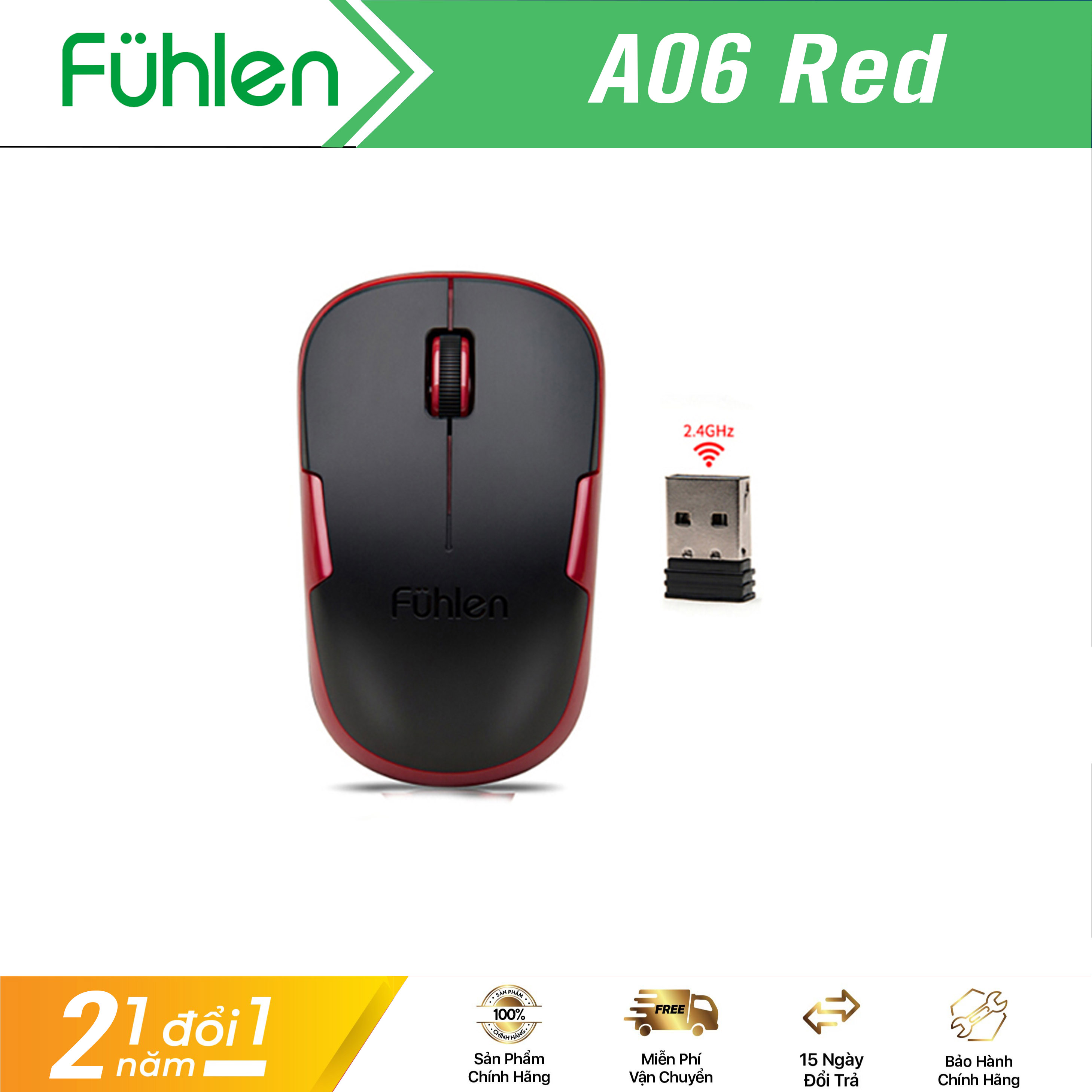 Chuột không dây Fuhlen A06 Đỏ