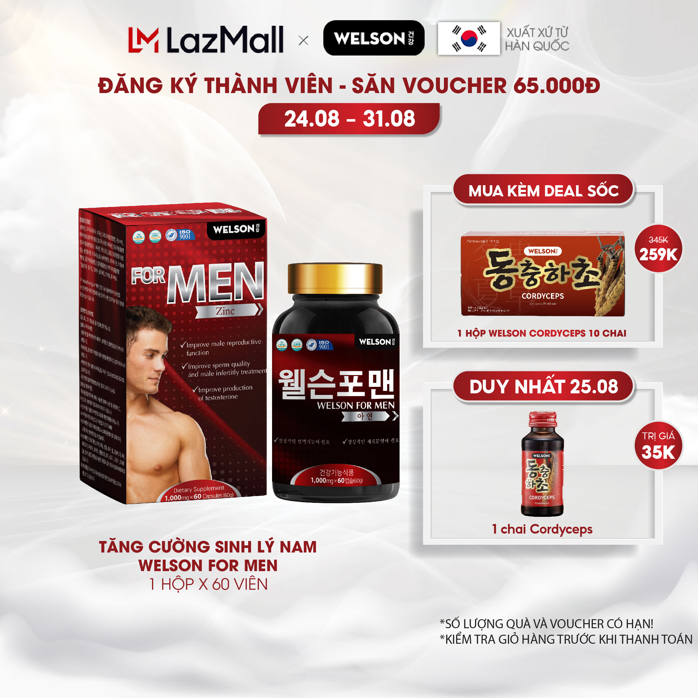 Tăng Cường Sinh Lý Nam Bổ Thận Tráng Dương Welson For Men Hộp 60 viên