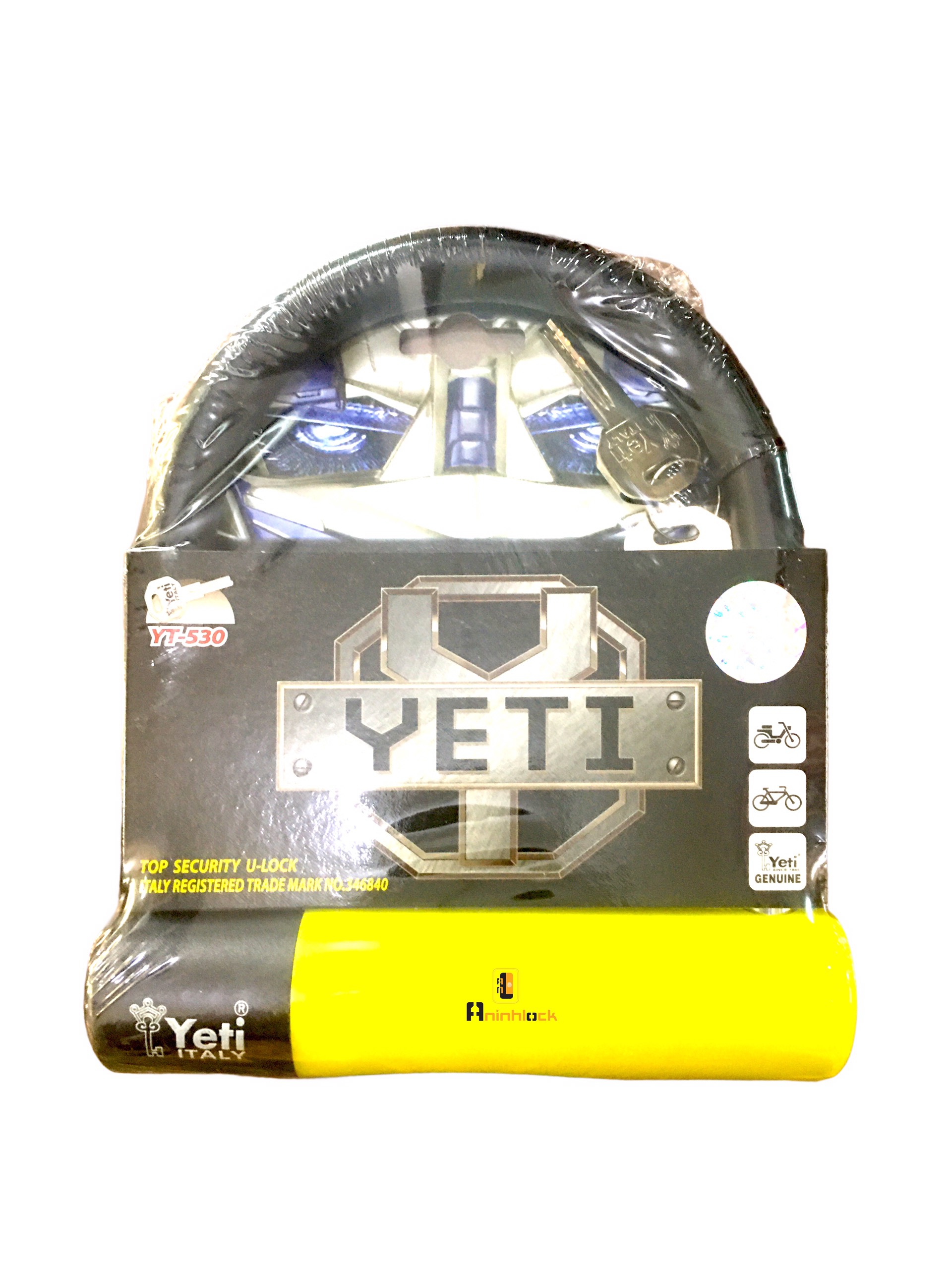 Khoá xe càng Thép chữ U Yetj YT-530 cao cấp, phù hợp khoá bánh xe đạp, xe máy, bánh xe hơi....Bảo hành 12 tháng