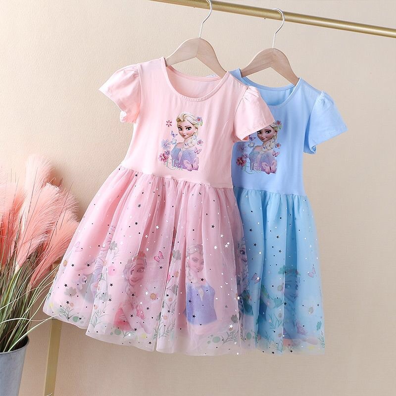 Váy Công Chúa Elsa Cotton Hàng Quảng Châu Cực Xinh Cho Bé