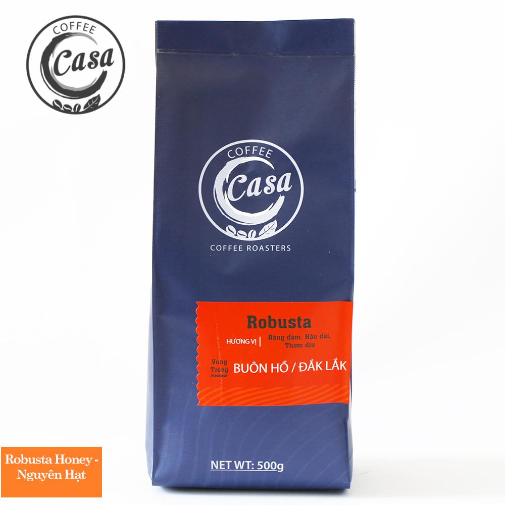 Cà phê hạt Robusta Honey - Moka nguyên chất loại cao cấp sơ chế mật ong 500gr - Casa Coffee