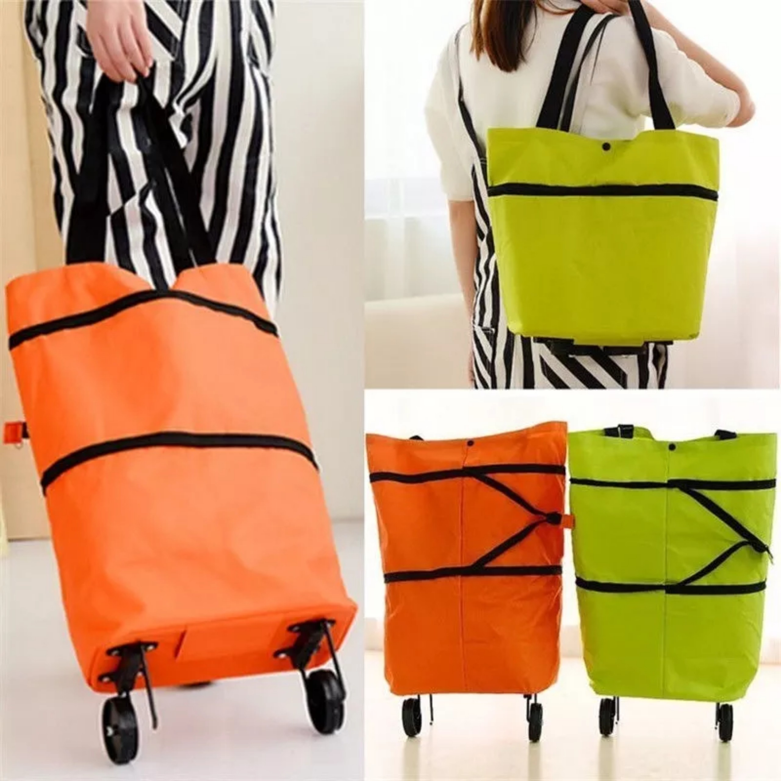 Giỏ xách đi chợ có bánh xe kéo gấp gọn tiện dụng,Túi xách đi chợ,Xe Kéo Đi Chợ Dạng Túi
