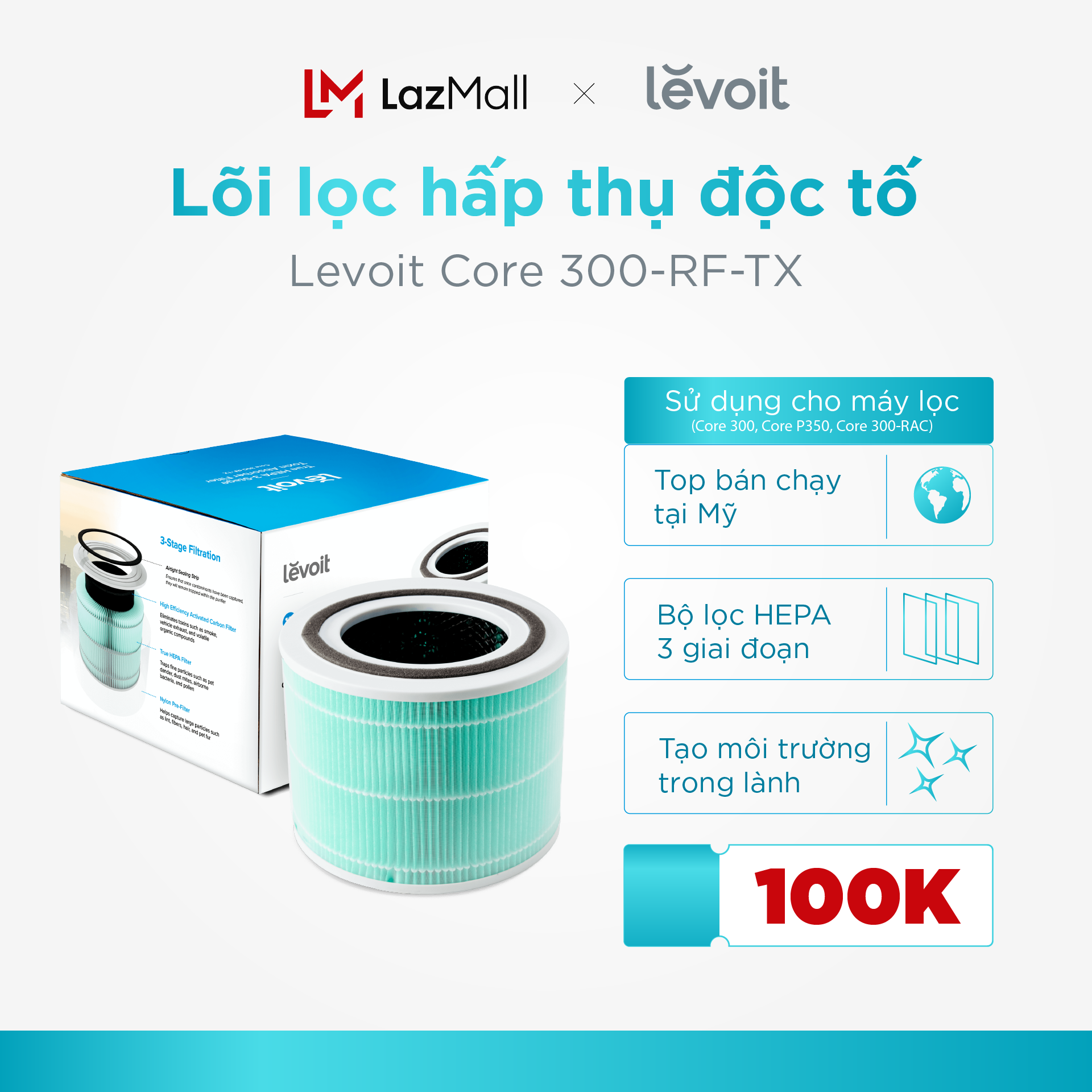 Lõi lọc cho máy lọc không khí Levoit Core 300 RF-TX, Core 300, Core 300-RAC