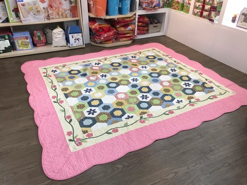 Thảm lót sàn lục giác hồng 100% cotton 160x210cm