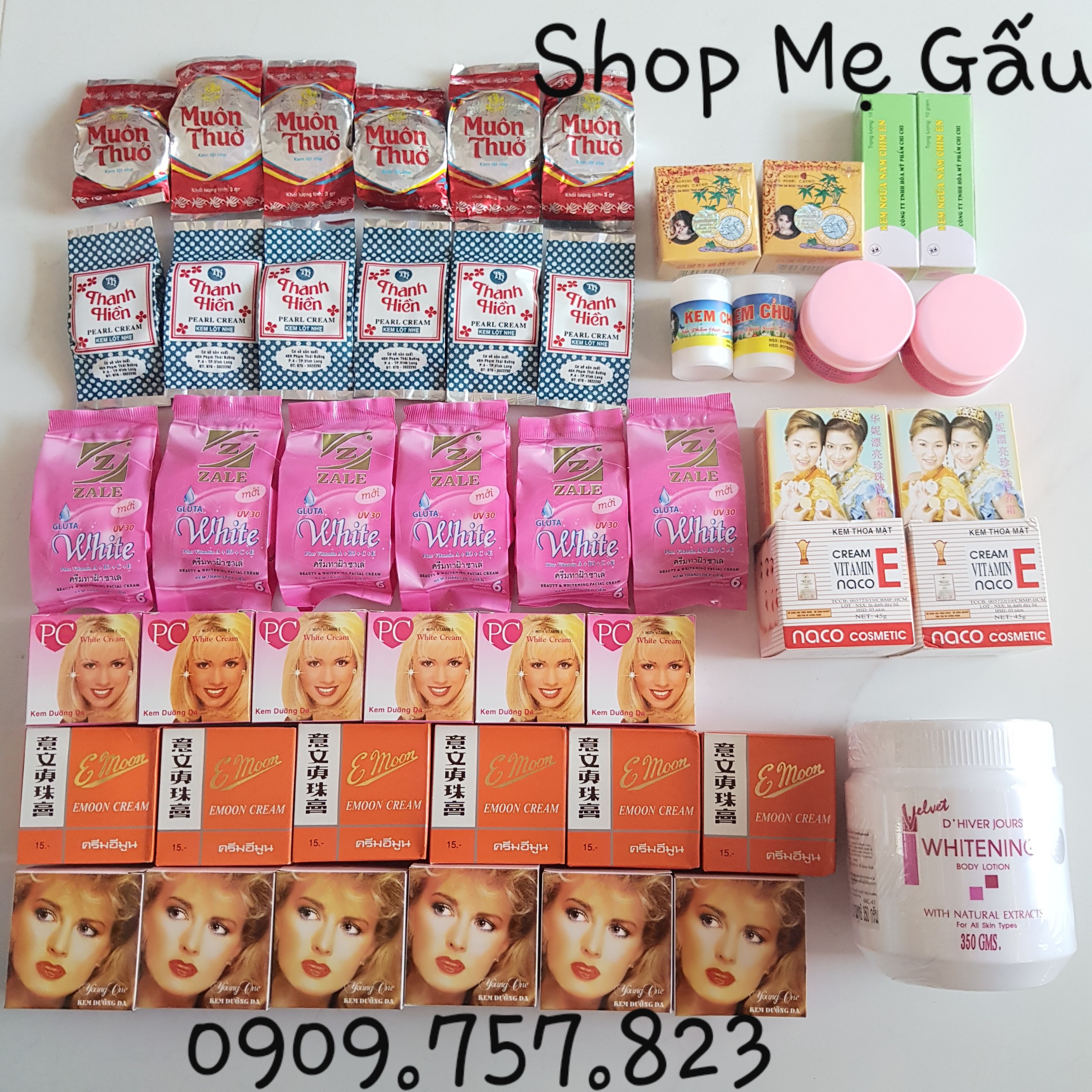 Combo kem trộn dưỡng trắng mềm mịn, dưỡng trắng cấp tốc_ nắp hồng