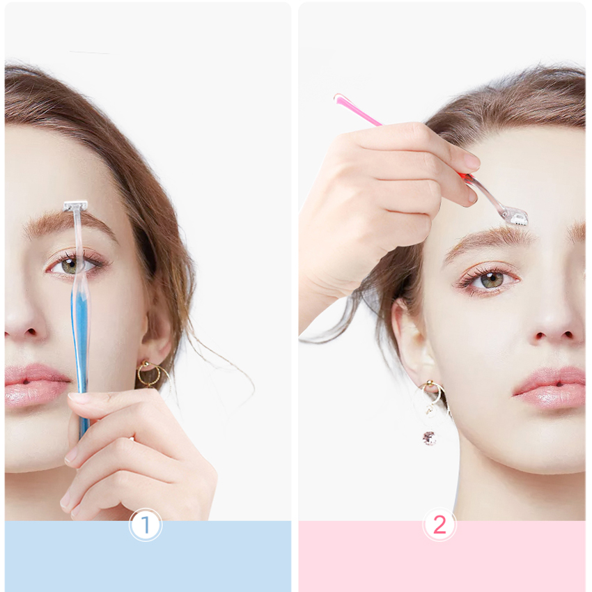 Set 2 dao cạo lông mày lưỡi ngắn (dễ cạo) KAI hàng Nhật