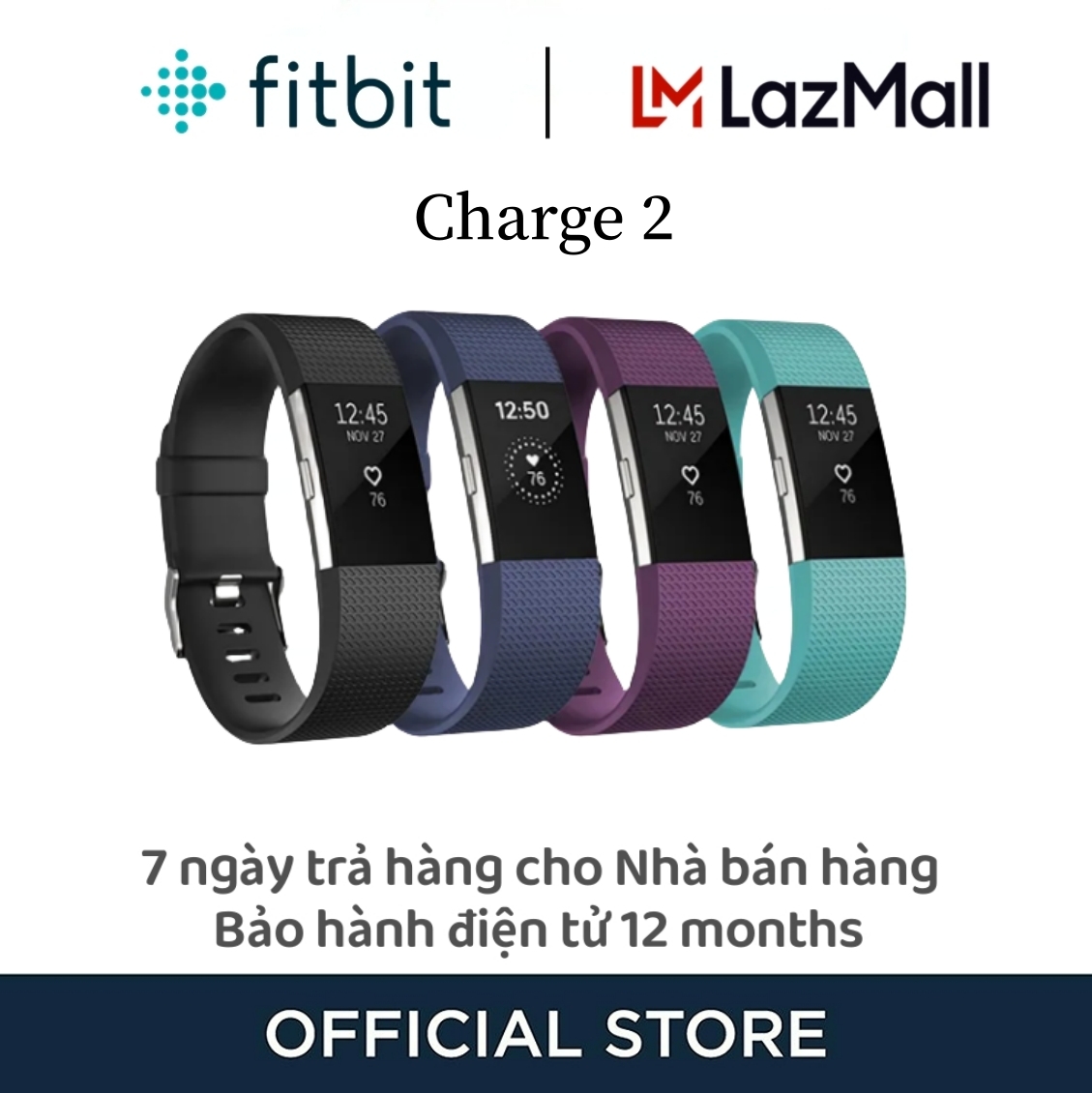 【48 giờ vận chuyển 100% Chính hãng Hàng chính hãng 100% Fitbit Charge 2 theo dõi nhịp tim Hiển thị thời gian, theo dõi giấc ngủ, lịch, nhắc nhở ít vận động, tin nhắn văn bản, đồng hồ báo thức, GPS, pedometer, theo dõi calo, thông báo, theo dõi nhịp tim