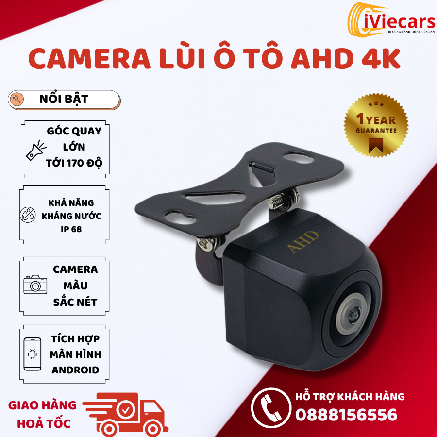 Camera lùi ô tô AHD 4K tích hợp màn hình android dễ dàng kết nối
