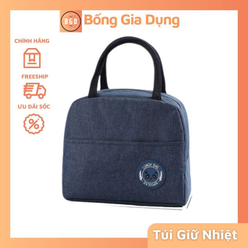 Túi Giữ Nhiệt Có Lót Bạc CHống Nước Có Khóa Kéo Đựng Cơm Văn Phòng Size 23x14x20 cm