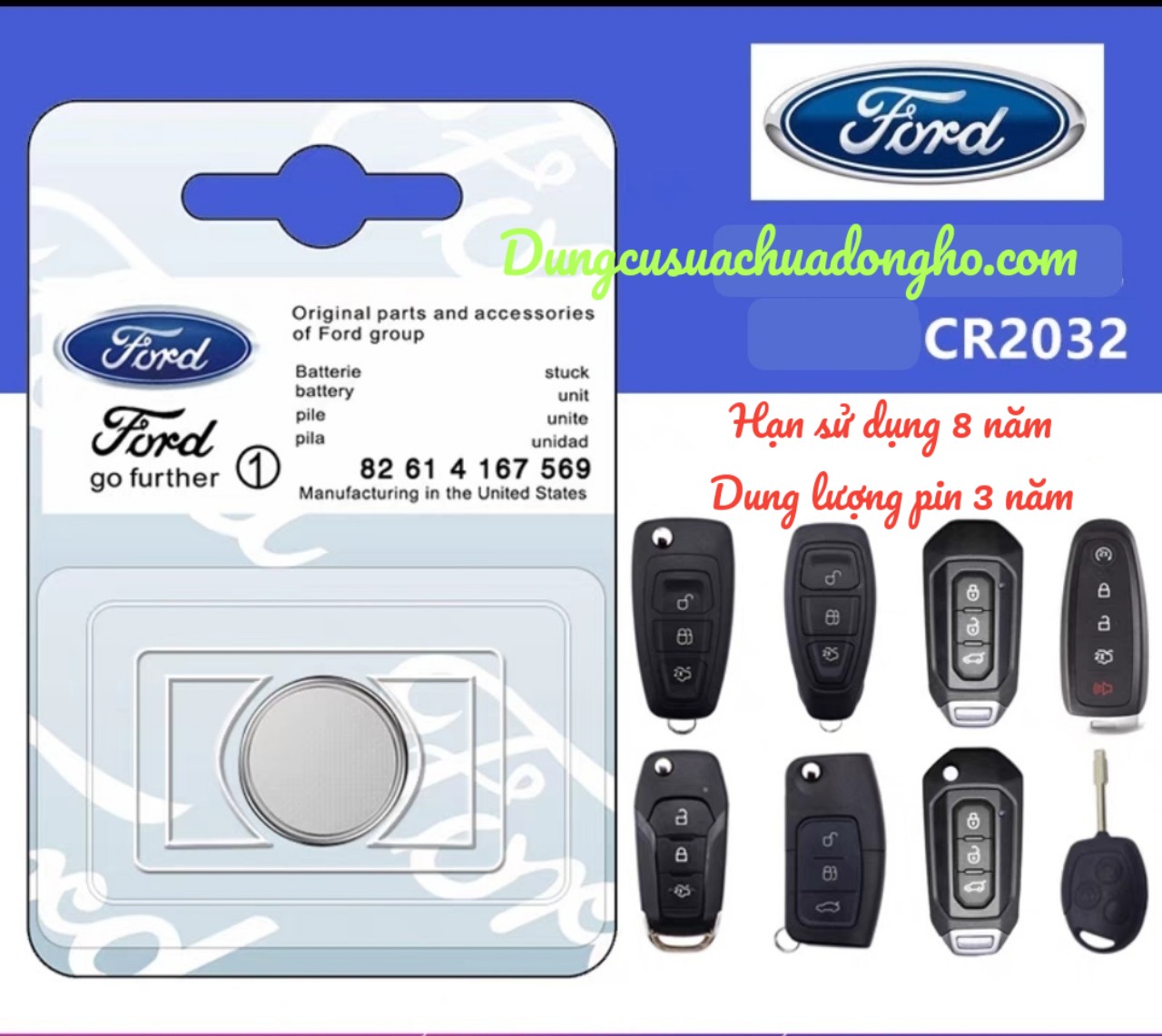 Pin Remote chìa Khóa xe ô tô Ford