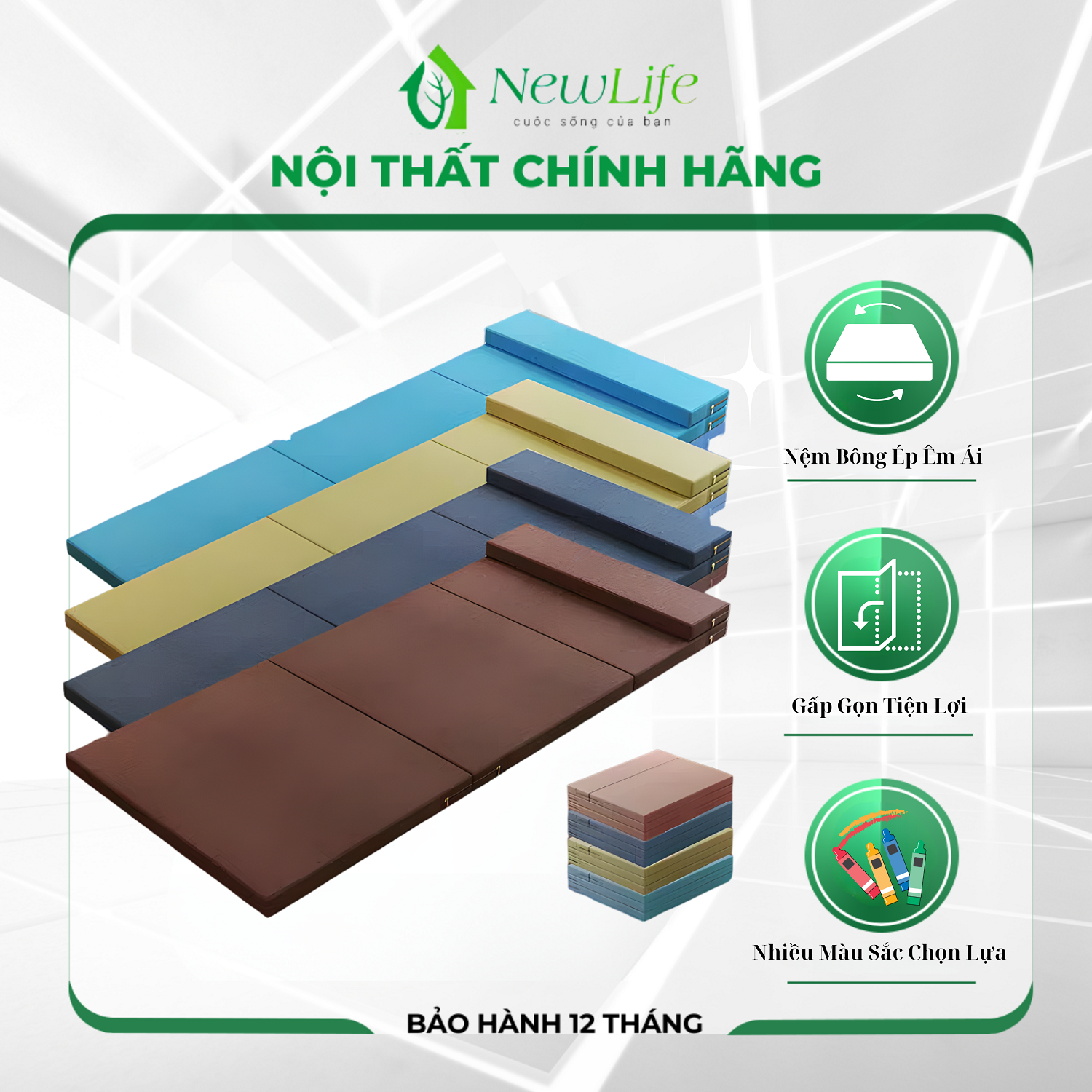 Đệm ngủ gấp gọn, kích thước 200x60cm, nệm ngủ trưa văn phòng xếp gọn