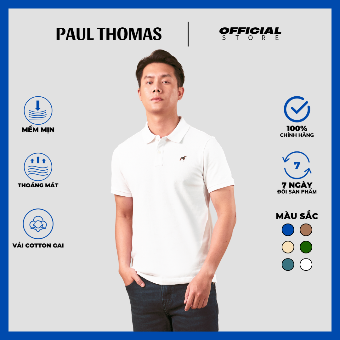 Áo polo cộc tay thêu hình cún con - paul thomas
