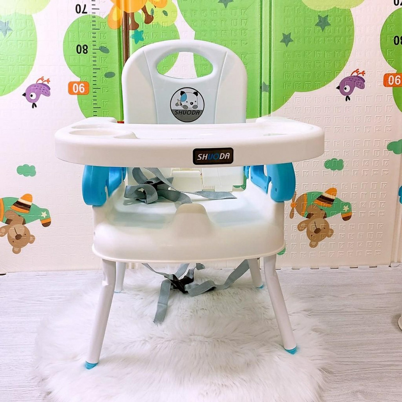 Ghế ăn dặm gấp gọn kèm 4 chân sắt cho bé
