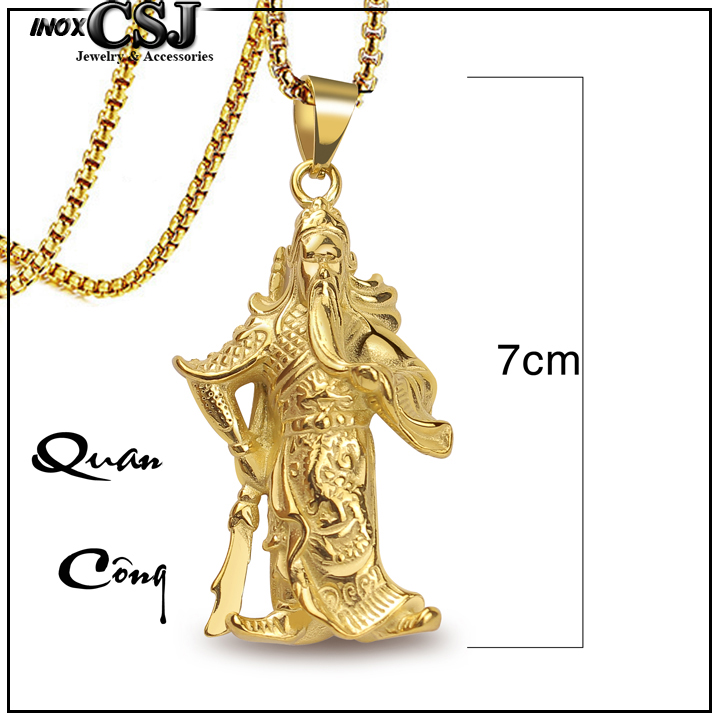 MẶT DÂY CHUYỀN INOX QUAN CÔNG MẠ VÀNG - đẹp, bền màu, không đen, không gỉ