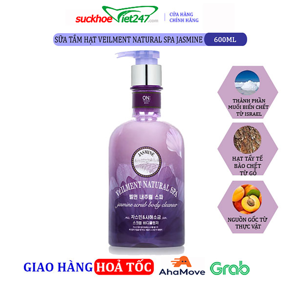 Sữa tắm On The Body hạt Veilment Natural Spa Jasmine 600g