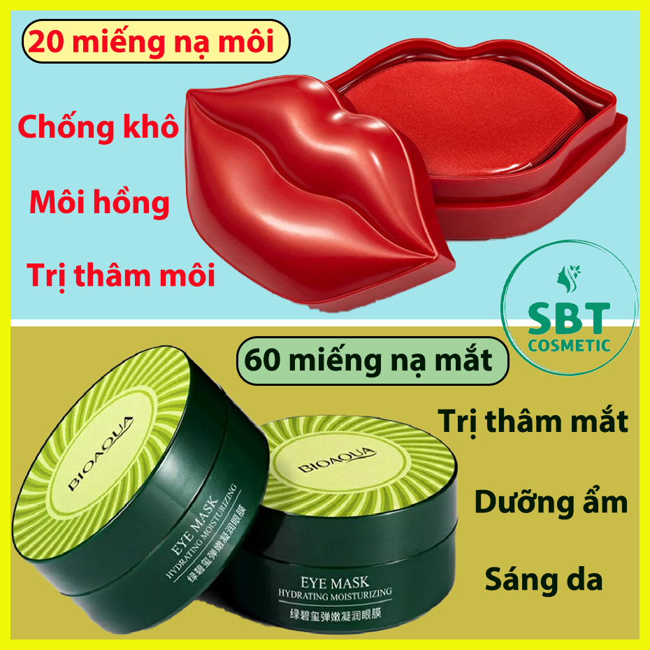 [COMBO MẮT + MÔI] Hộp 60 Miếng Mặt Nạ Mắt Bioaqua Tảo Biển + Hộp 20 Miếng Mặt Nạ Môi Cherry Zozu – Giảm Thâm Mắt, Môi, Dưỡng Ẩm