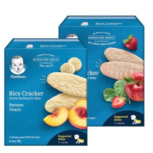 Gerber rice bánh gạo ăn dặm dành cho bé từ 7 tháng 48g