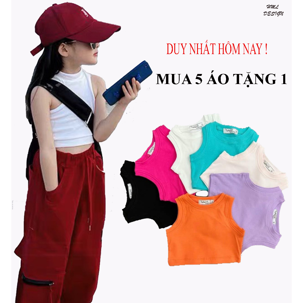 Áo Thun Croptop Bé Gái HML (8-40 KG) Chất Cotton 4C Phong Cách Sành Điệu Size Đại  A1