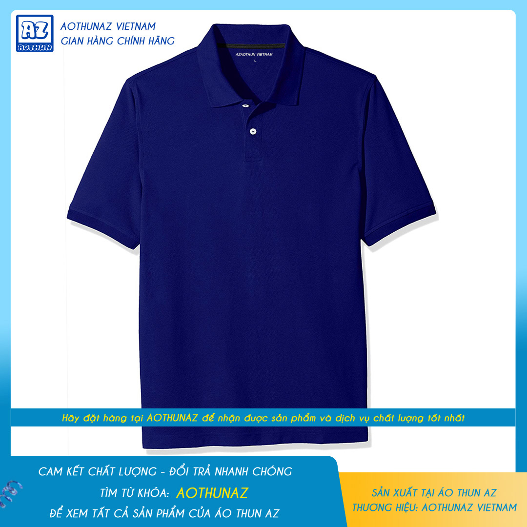 AOTHUNAZ - Áo thun cá sấu nam trung niên có cổ trụ polo màu xanh đen navy