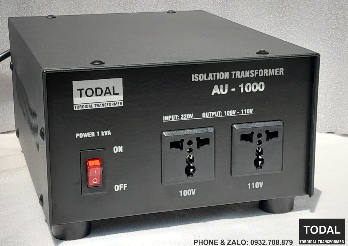 Biến áp cách ly xuyến todal 1kva điện ra 110v 100v dây đồng