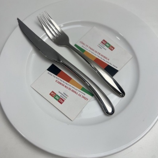 Dao dĩa ăn bít tết inox cao cấp, đuôi cong Costa
