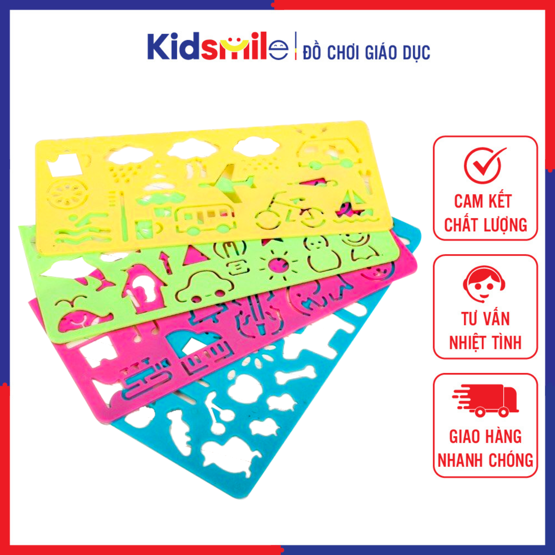 Combo 4 thước vẽ theo khuôn hình ngộ nghĩnh cho bé thỏa sức vẽ và tô - đồ chơi trẻ em từ 3 tuổi trở lên