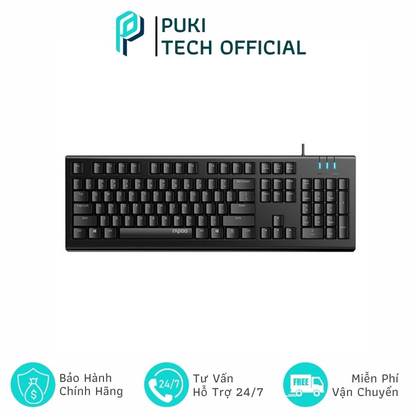 Bàn phím có dây rapoo nk1800 usb -puki tech official- puki239 hàng chính hãng giá tốt, bảo hành 12 tháng, thiết kế mỏng nhẹ đơn giản, bền đẹp, dễ sử dụng phù hợp làm văn phòng, gia đình, chơi game