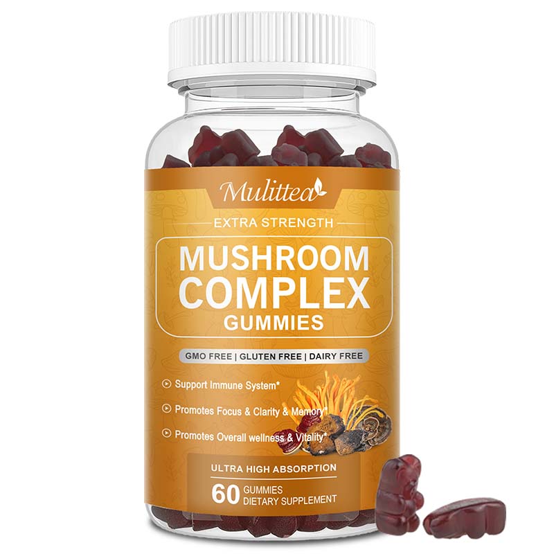Nấm Gumball 10 Mushroom Supplements 2500mg Gà tây đuôi, đu đủ, Reishi