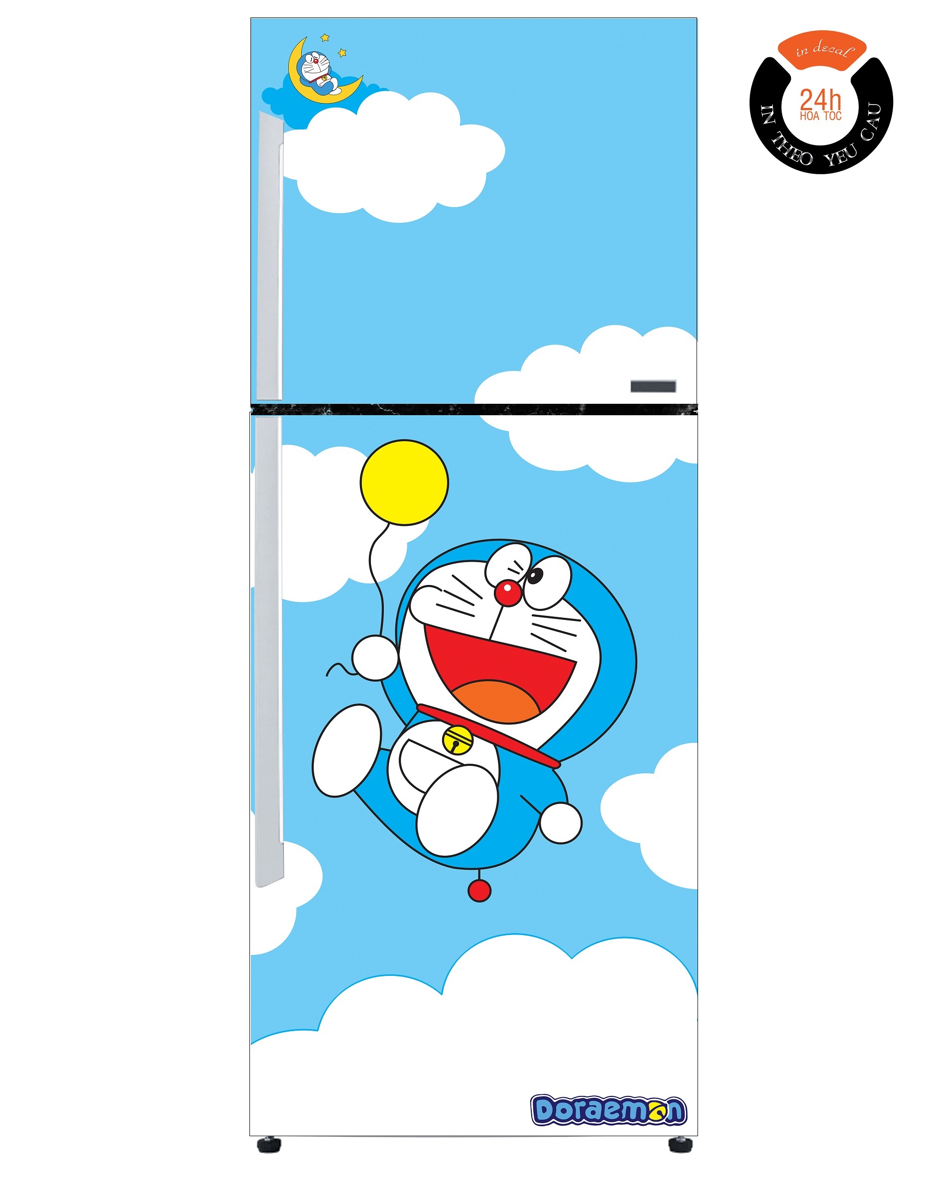 Decal dán tủ lạnh doremon bóng bay - thuthaodecor - doraemon
