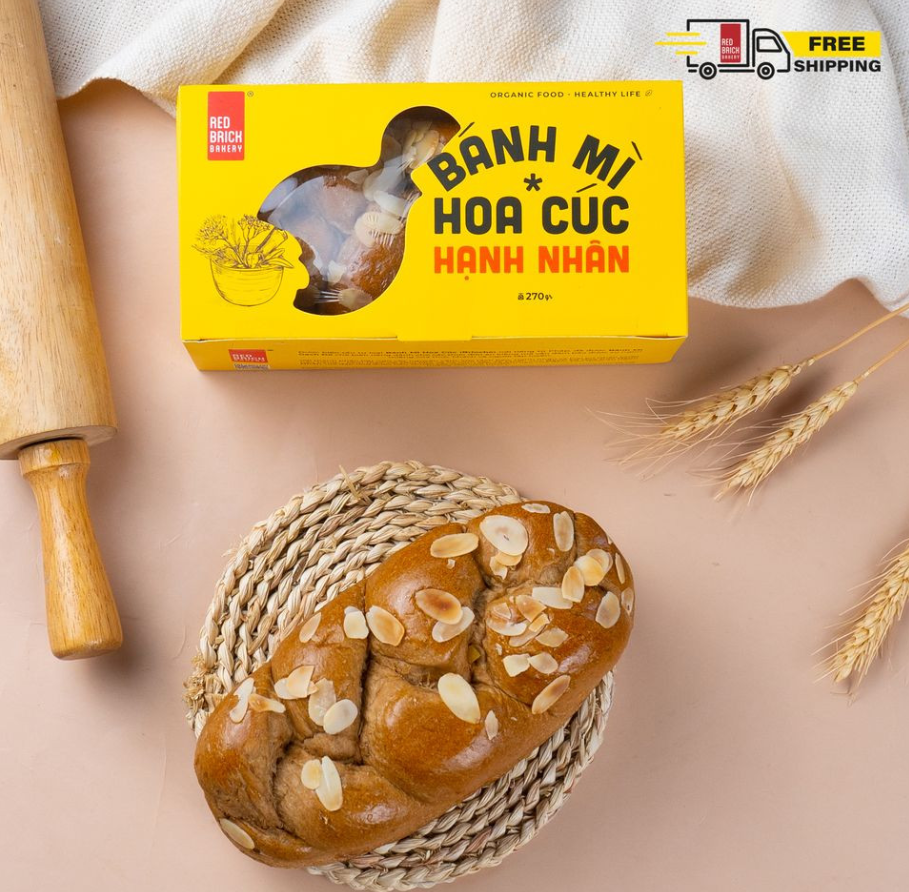 Bánh Mì Hoa Cúc 270G Thương Hiệu Gạch Đỏ - Bơ Pháp Nho Khô Ít Calo Giàu Dinh Dưỡng