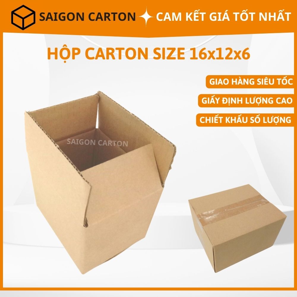 10 Thùng giấy carton gói hàng online ship COD size 16X12X6 cm
