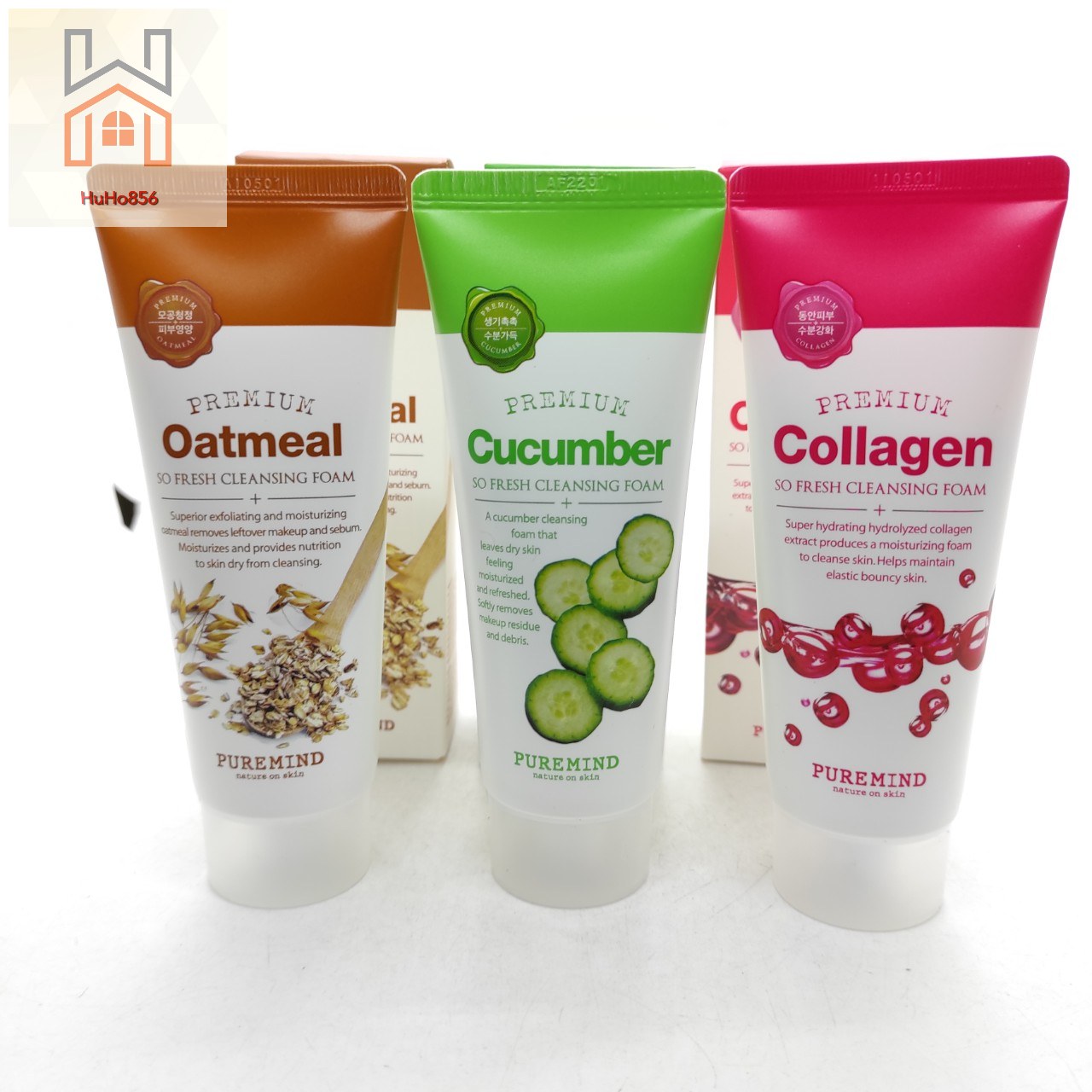 Sữa rửa mặt dưỡng ẩm da pure mind premium yến mạch dưa leo collagen - 100ml