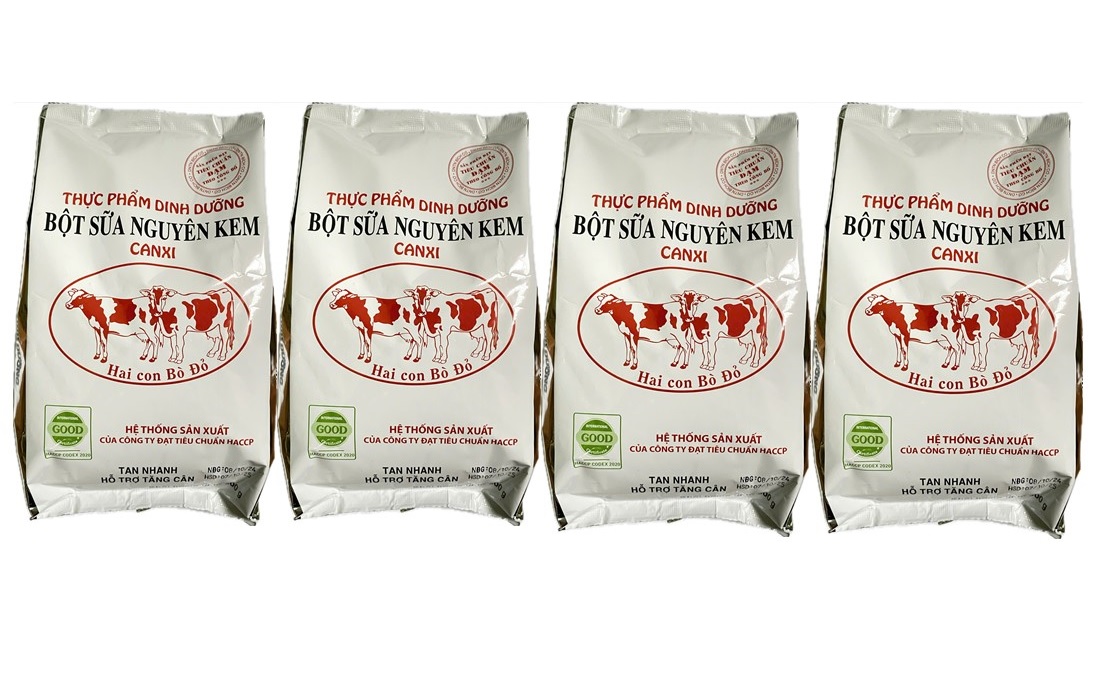 Combo 2Kg Sữa Bột Nguyên Kem Hai Con Bò Đỏ ( 4 túi 500g)
