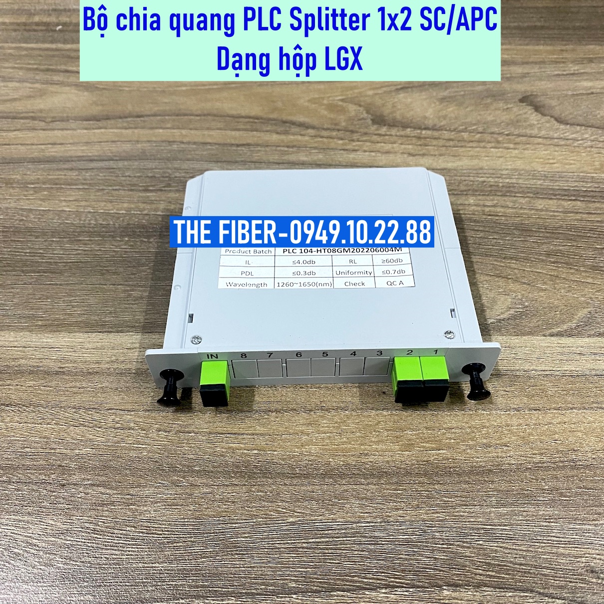 Bộ chia quang plc splitter 1x2 sc/apc - dạng hộp nhựa lgx